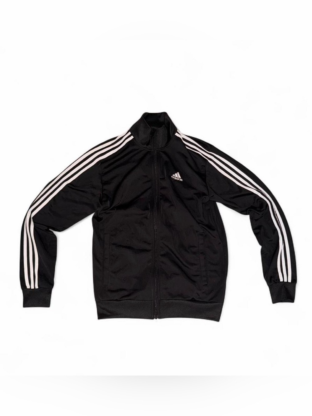 adidas Black Track Jacket with White Sleeve Stripes